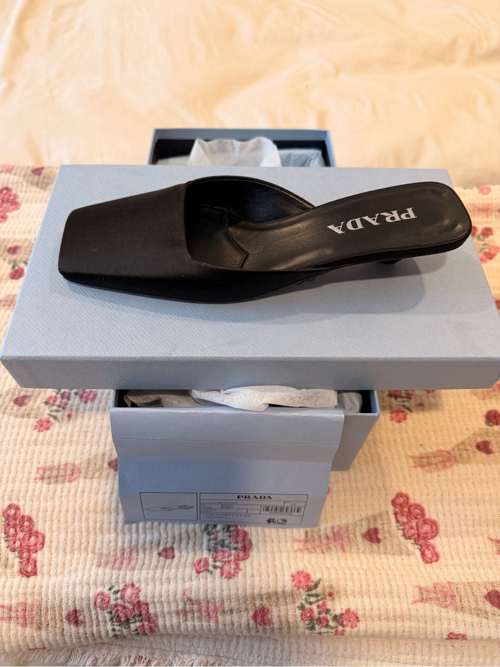 Prada Black Square-Toe Slip-On Mule